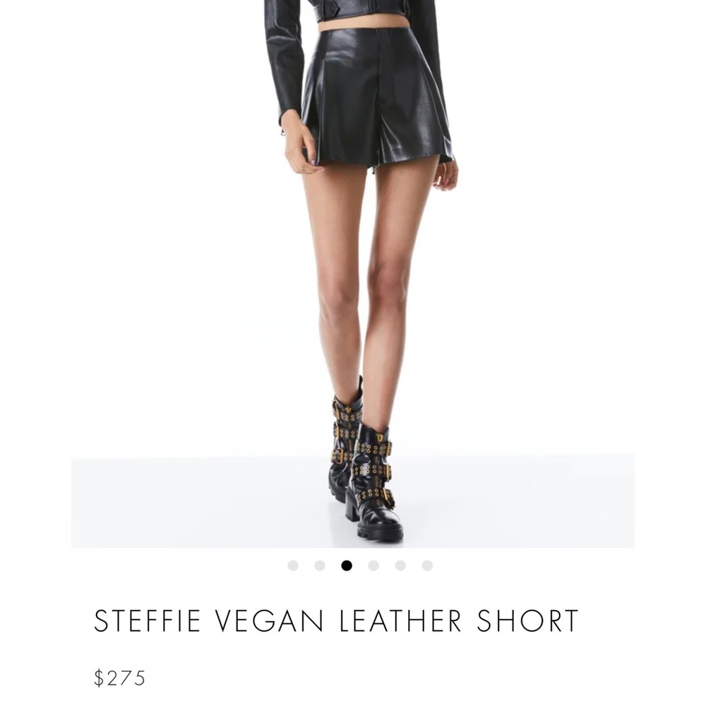 Alice + Olivia NWT Steffie Vegan Leather Shorts - Size 14 - Picture 7 of 16